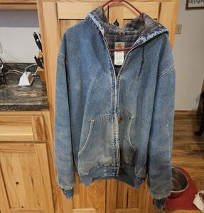 Vintage Carhartt Jacket Mens XL Tall Denim Blanket Lined